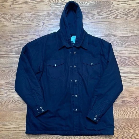 Dakota Heavy Duty Layered Denim Style Hooded Jacket Black Size: XL - Picture 1 of 6